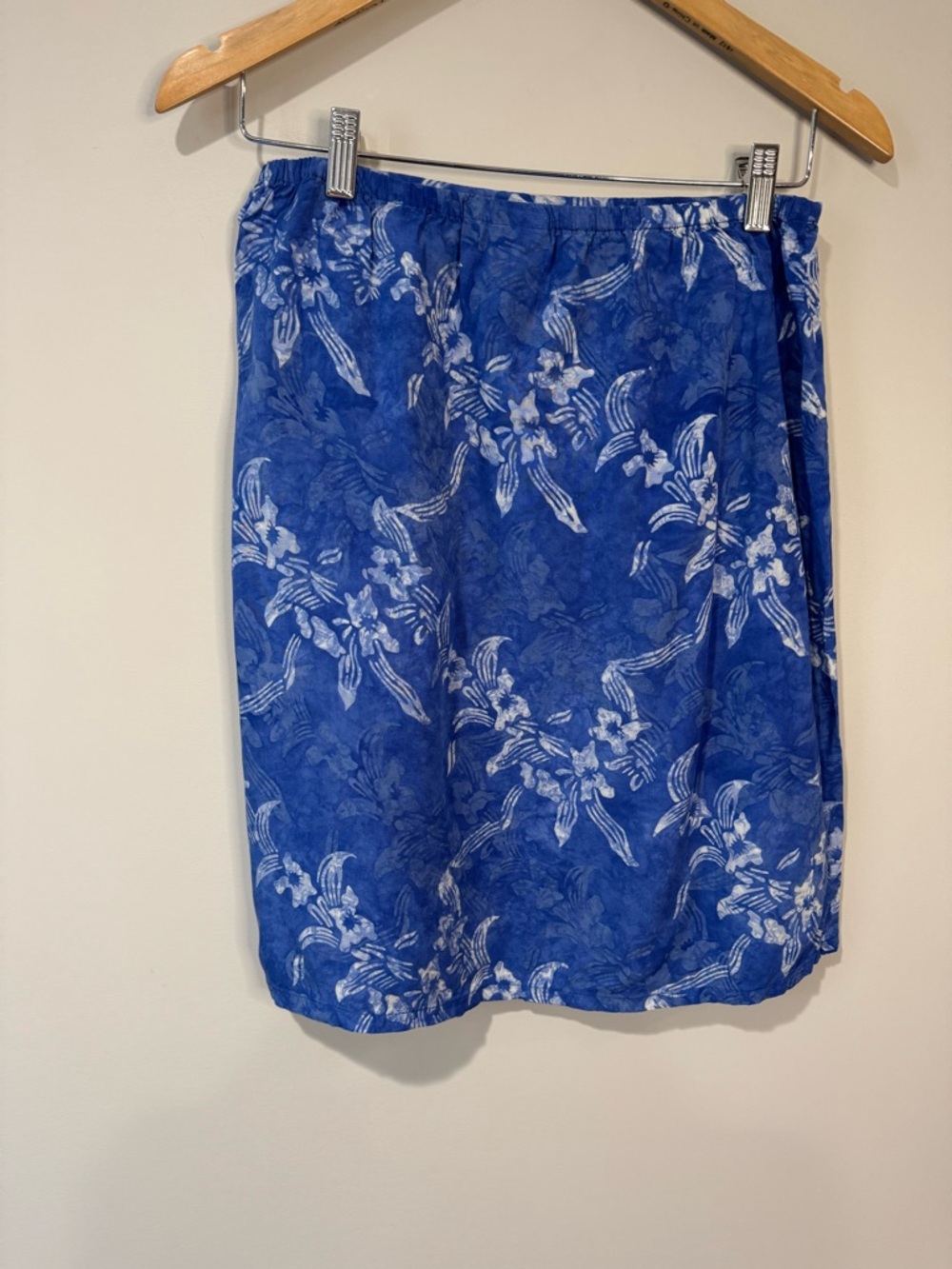 NTCO Nomadic Traders Women's Blue Floral Rayon Wrap Skirt Tropical Resort Boho M - Picture 5 of 9